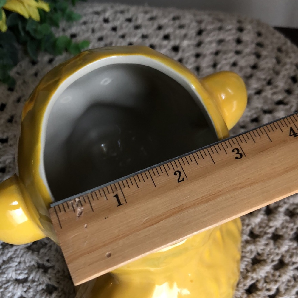 Yellow Ceramic Animal Monkey Bust Planter Pot - Picture 7 of 8